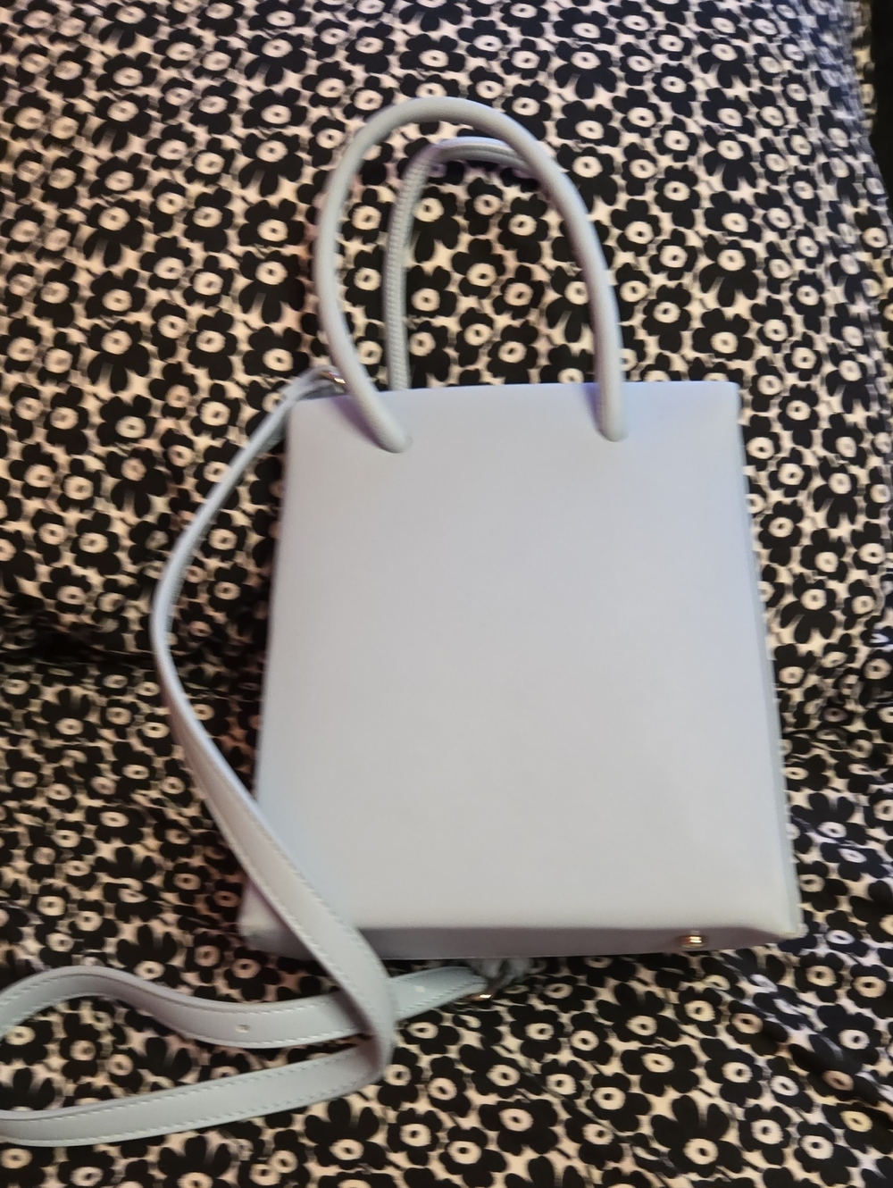 Aqua Light Blue Structured Crossbody Tote with Top Handles